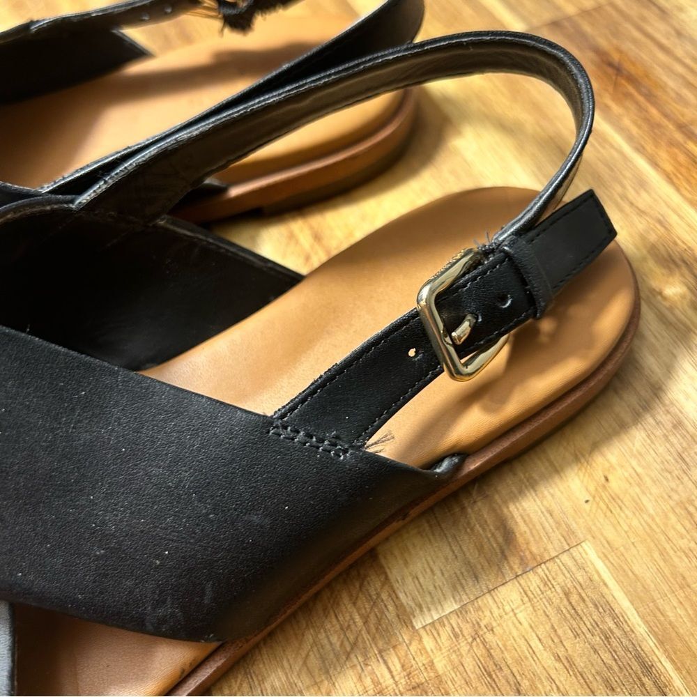 Cole Haan Fernanda Grand Flat Black Leather Sandals Size 5.5 - Picture 7 of 14